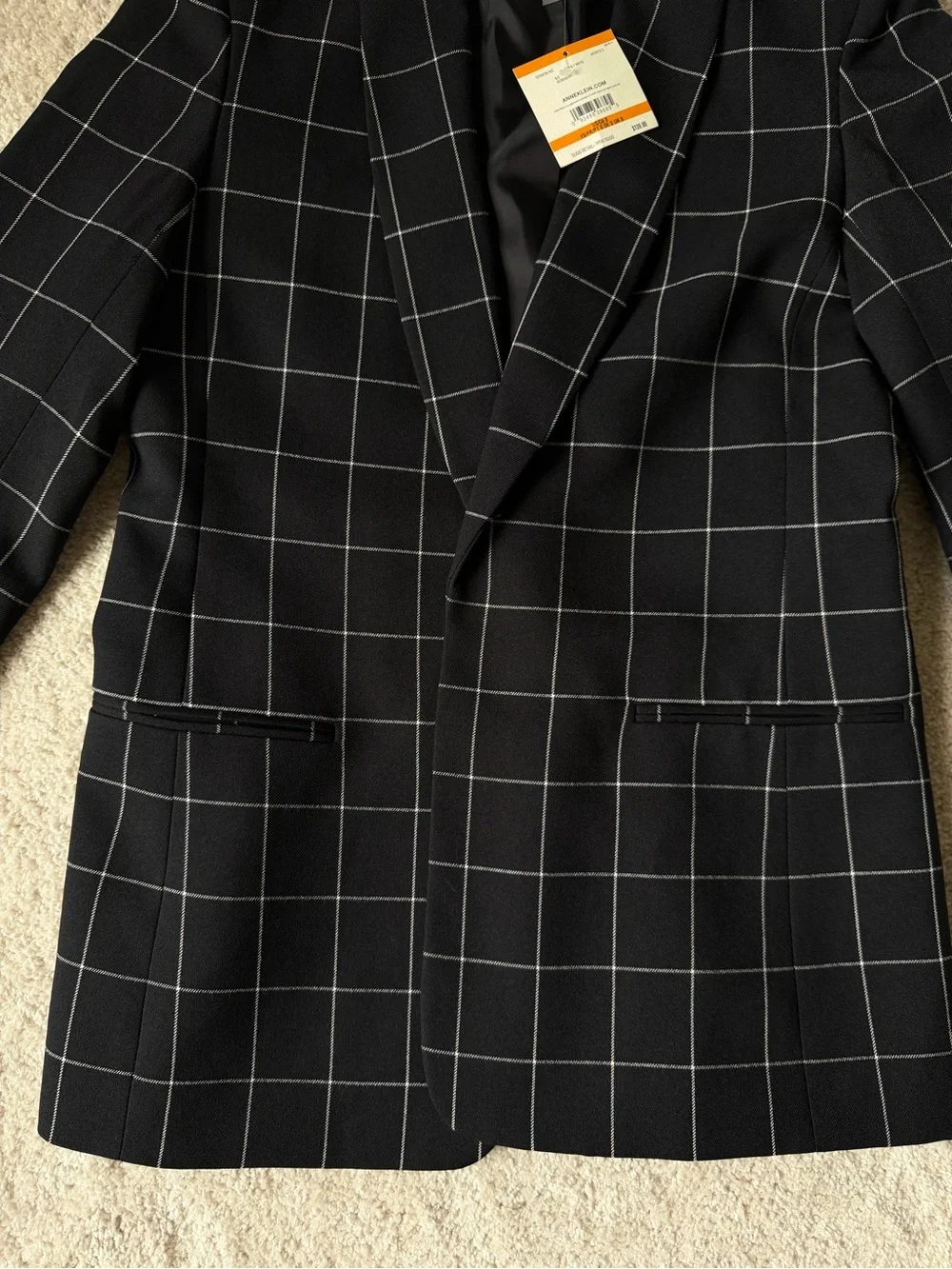 Anne Klein Black and White Grid Blazer